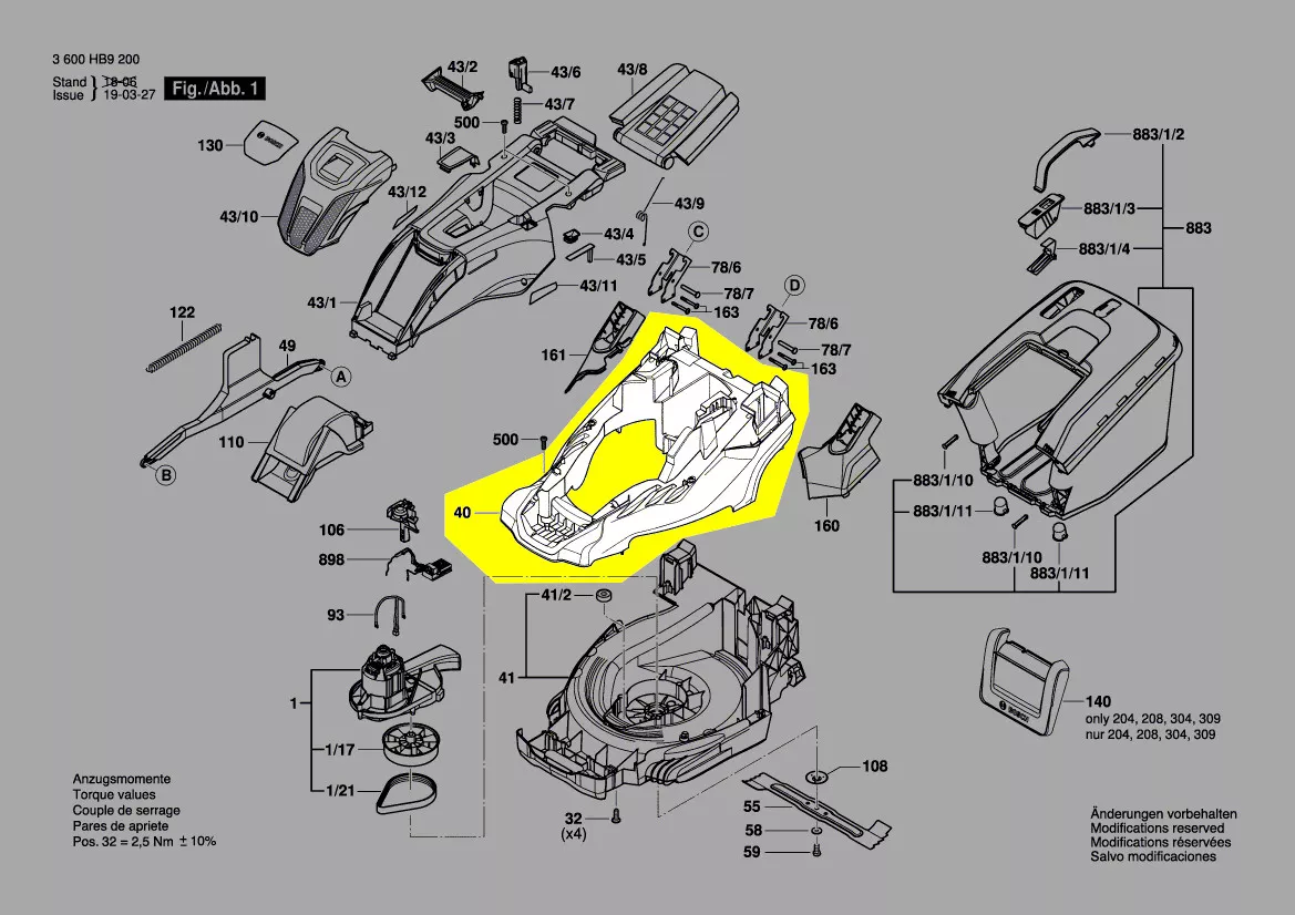 carter tondeuse réf. F 016 L90 016 Bosch